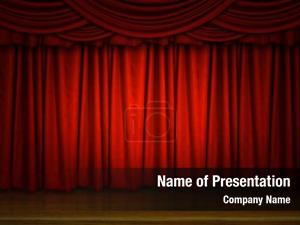 Theater red curtain wood stage PowerPoint Template