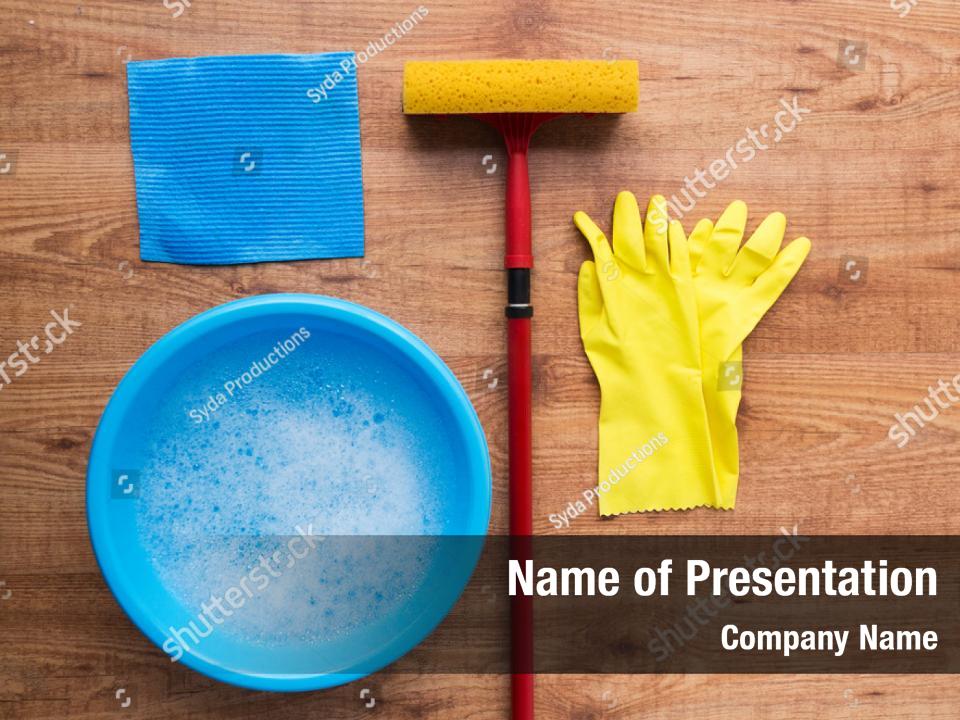 Wet cleaning housework cleaning stuff PowerPoint Template Wet cleaning housework cleaning