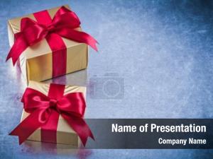 Gift Boxes with Red Bows PowerPoint Template