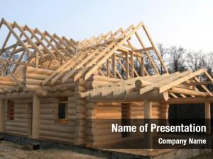 Wooden House Framework PowerPoint Template