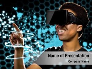 Reality, technology, virtual cyberspace augmented PowerPoint Template