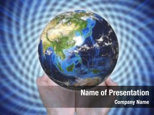 Saving hands christ earth globe PowerPoint Template