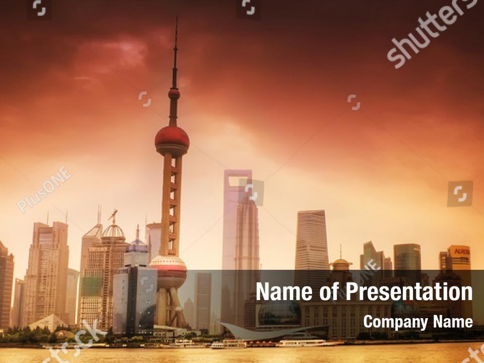 Architecture Shanghai Skyline Landmarks PowerPoint Template ...