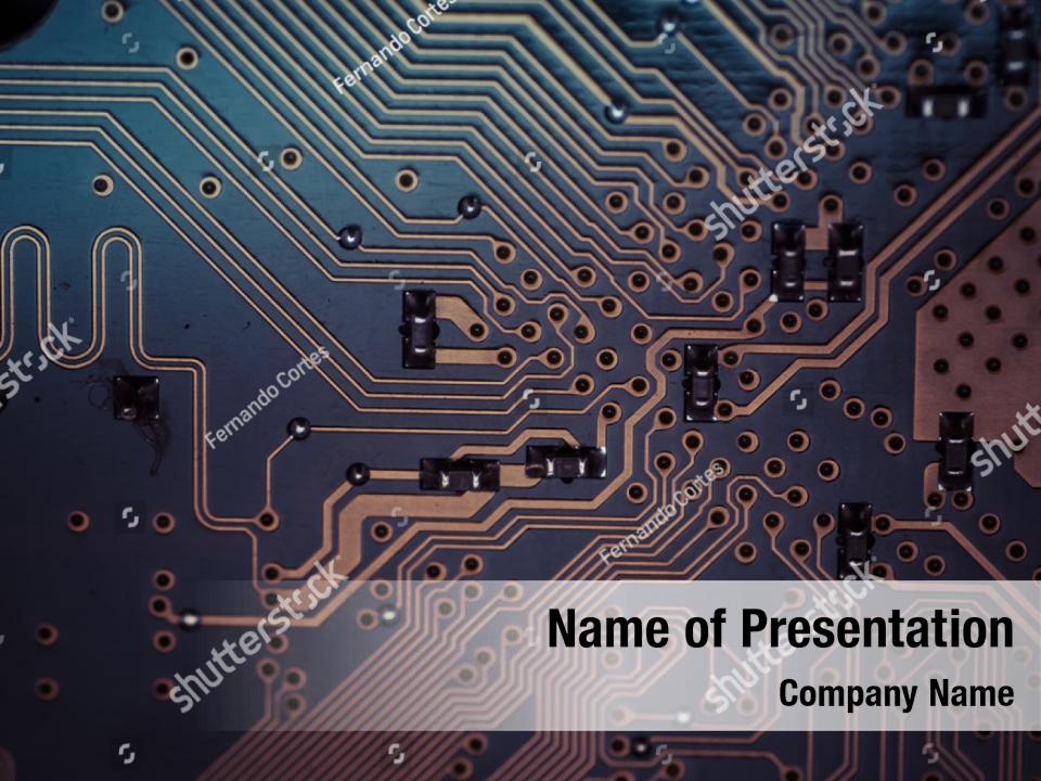 Microcircuit Detailed Close Up Of A Motherboard PowerPoint Template ...