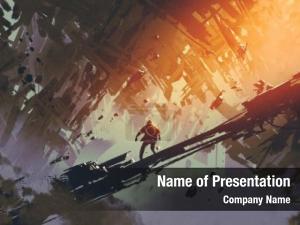 Abstract City Collapse PowerPoint Template