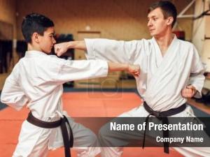 Masters, martial arts karate practice PowerPoint Template