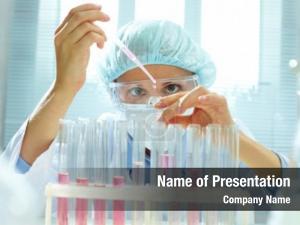 Sample chemist testing liquid laboratory PowerPoint Template