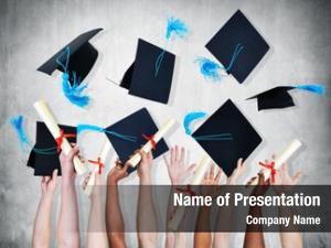 Graduation hands throwing certificates caps