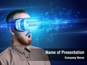 Through businessman looking virtual reality