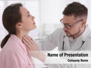 Thyroid doctor examining gland patient PowerPoint Template