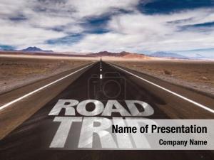 Written road trip desert road PowerPoint Template