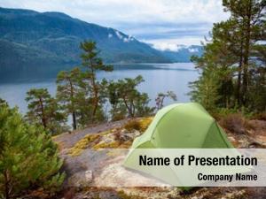 Scenic camping tent wild campsite