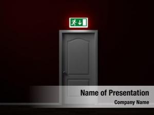 Glowing emergency exit sign over