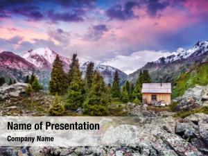 House in Mountains PowerPoint Template
