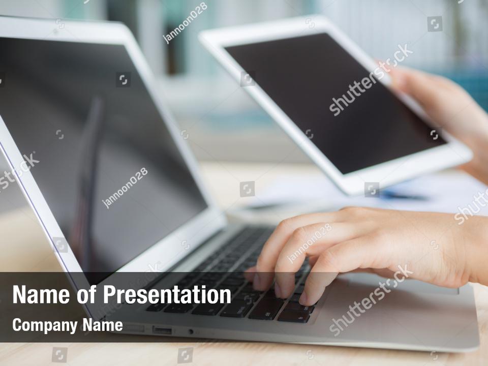 Typing hand girl keyboard PowerPoint Template - Typing hand girl ...