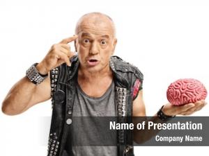 Brain elderly punker model holding