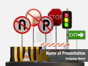 Road Safety Icon With Helmet  PowerPoint Templates Backgrounds