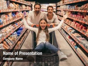 Supermarket having happy couple PowerPoint Template