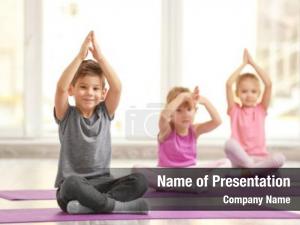 Athletic doing group children PowerPoint Template