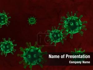 Green Virus On A Red Background PowerPoint Template