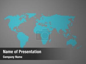 Turquoise World Map PowerPoint Template