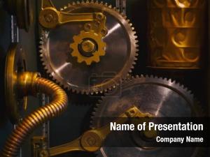 Wall ancient vintage mechanisms steampunk PowerPoint Template