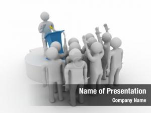Politician Talking to Crowd PowerPoint Template