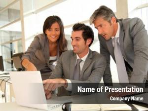 Having sales team business presentation