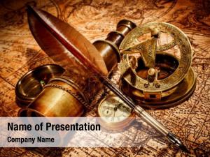 Compass Lying On The Map PowerPoint Template