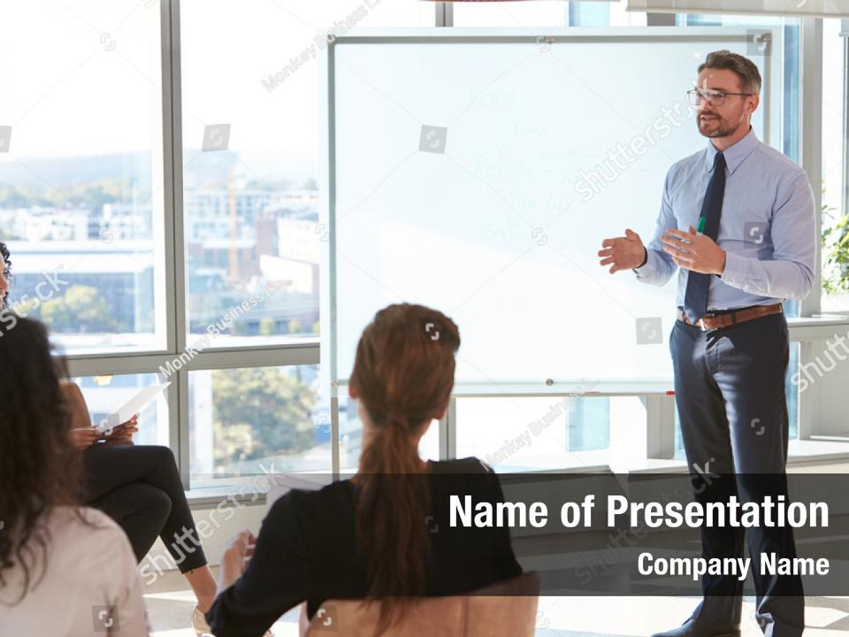 Presentation businessman making colleagues PowerPoint Template ...