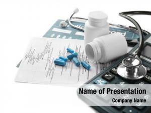 Pills medical record stethoscope white PowerPoint Template