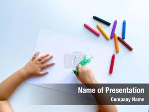 Crayons in Hands PowerPoint Template