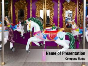 Horses colorful carousel theme park  PowerPoint Template