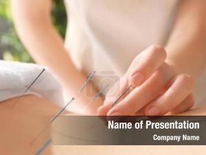 Undergoing young woman acupuncture PowerPoint Template