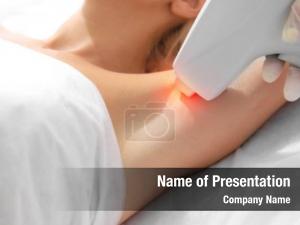 Woman on laser powerpoint background