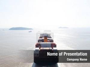 View aerial top container cargo PowerPoint Template