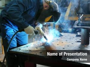 Welding worker using equipment metalworking