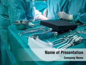 Operating surgical instruments room table PowerPoint Template