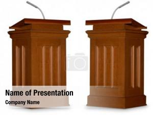 Podiums two opposing white microphone