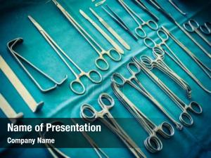 Operating surgical instruments room table PowerPoint Template