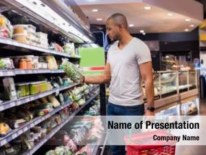 Supermarket young african man PowerPoint Template