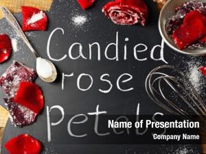 Candied chalkboard inscription rose petals,