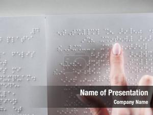 Reading blind woman text braille