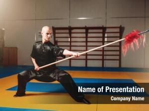 Training wushu master spear, martial