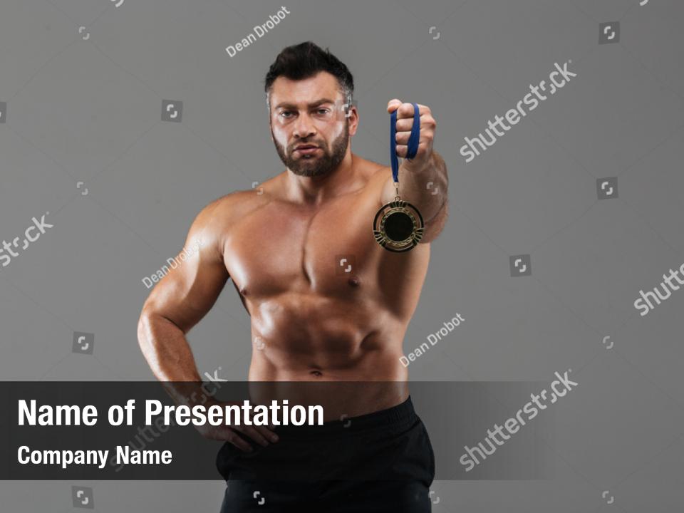 Weightlifting Attractive Muscular Shirtless Powerpoint Template
