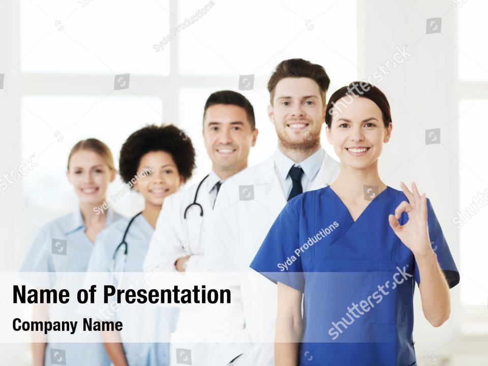 Specialist showing doctor smiling PowerPoint Template - Specialist ...