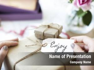 Gift woman decorating box special PowerPoint Template