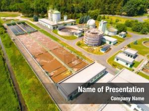 Wastewater treatment plant aerial view of public