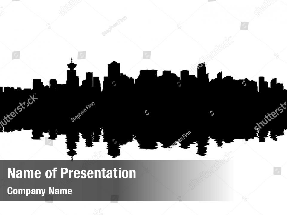 Vancouver skyline silhouette PowerPoint Template - Vancouver skyline ...