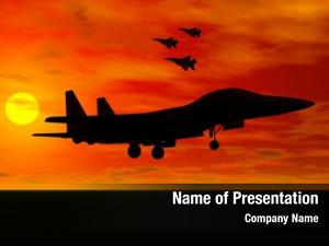Taking jet fighter off sunset